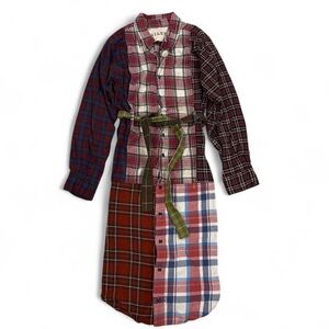 $328 Riley 1880 Vintage Belted Flannel Shirt Dress Duster